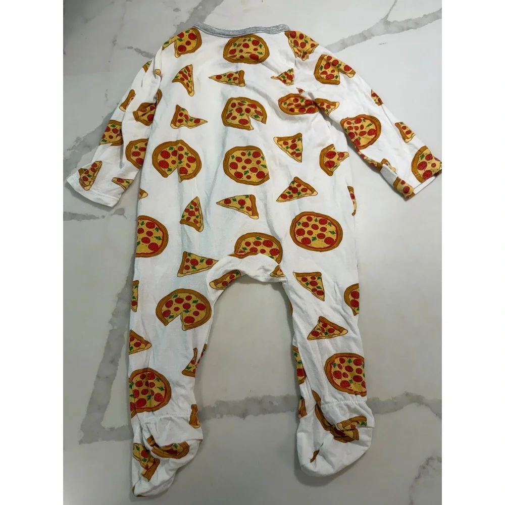Mudpie Bamboo One Piece Bodysuit Sz 0-3 Months Pizza Party Pie Day Slice NY